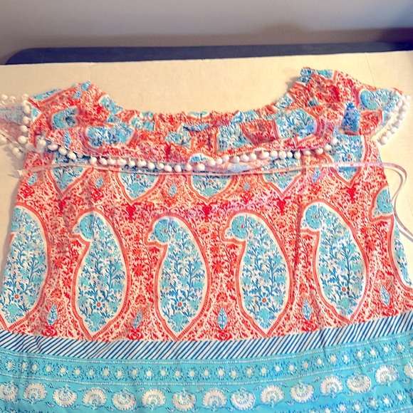 Crown & Ivy Orange & Turquoise Tropical off the shoulder Top NWT size XL - Picture 7 of 11